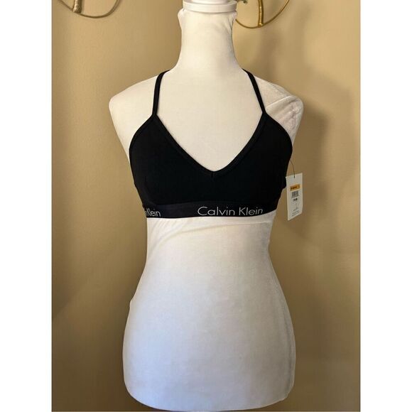 NWT! Calvin Klein Black Racerback Bralette Small - Picture 1 of 7